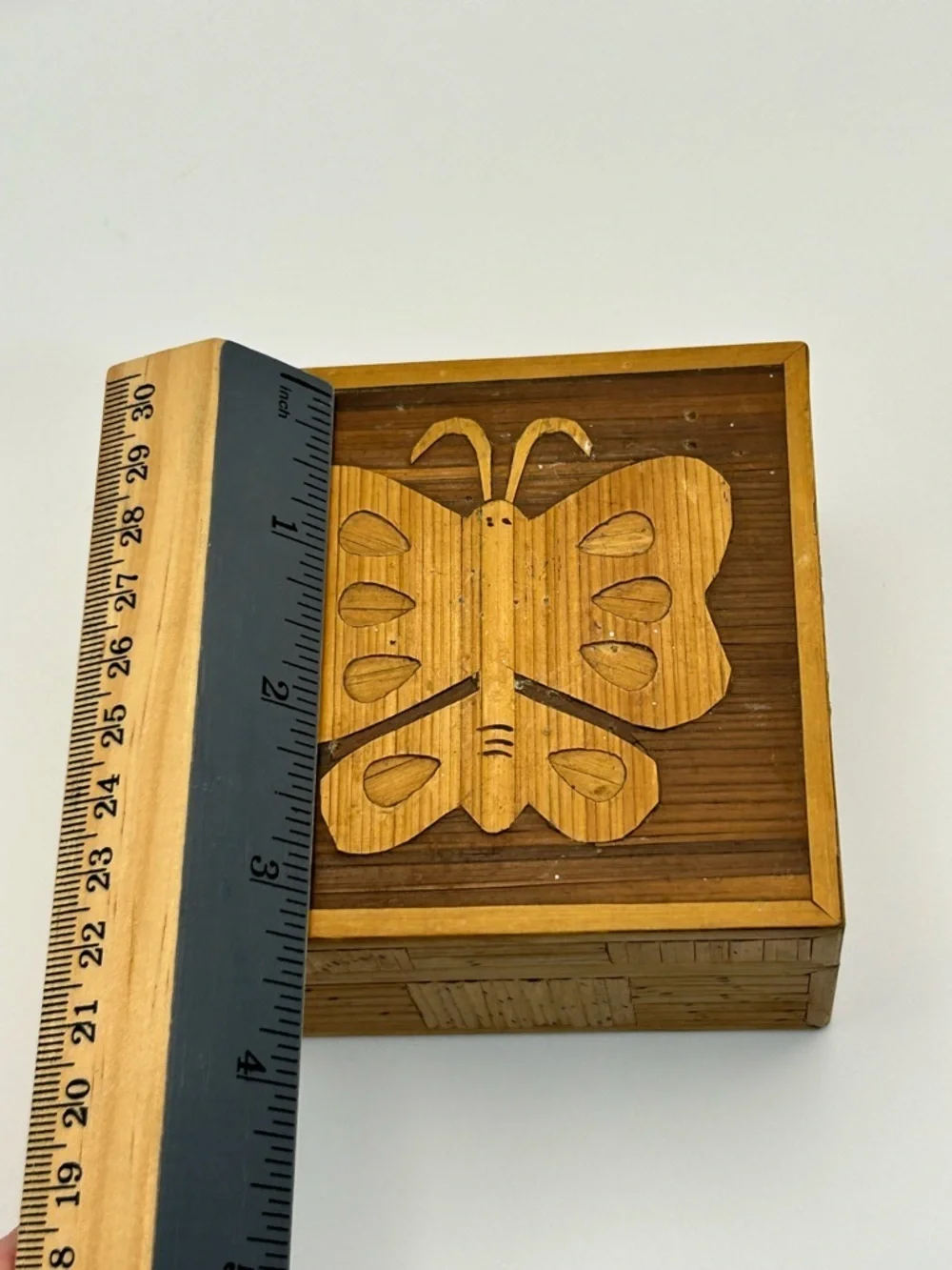 Vintage Bamboo Butterfly Inlay Trinket Box Set of 2 Keepsakes Philippines
